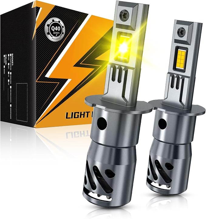 Auxbeam 2026 H3 Fog Lights, Q40 Series 3000K Golden Yellow 16000LM H3 Offroad Lights, Plug and Play, Pack of 2