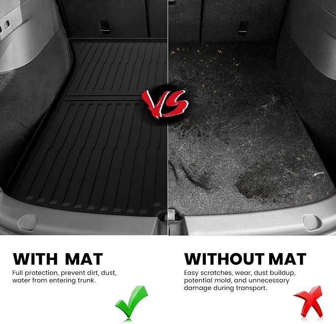 LASFIT 4PCS Front, Rear Trunk Mat & Cargo Mat for Tesla Model Y Juniper 2025 2026, Custom Fit TPE All Weather Cargo Liners Accessories (Not Fit Standard Range)