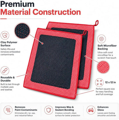 Clay Towels (12 * 12 in) Effective Cleaning & Release of Paint Contaminants | Professional Detail Products;Improve the Adhesion Between Aax and Sealant;Enhance Gloss and Color Saturation