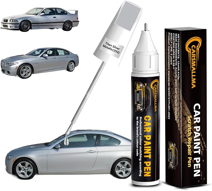 354 Titan Silver Metallic Car Touch Up Paint for BMW, Color Accurate Car Paint Scratch Repair Pen Kit Quick & Easy Fix Vehicle Chips and Automotive Nicks Scuff