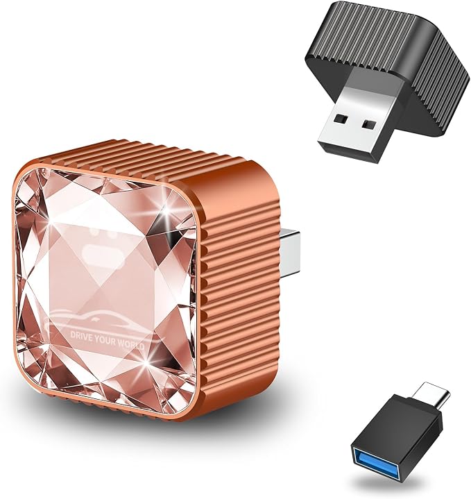 Wireless CarPlay Adapter for iPhone, Premium Glass Finish Design, 5s Auto-Connect, Mini Wireless CarPlay Dongle Compatible with Apple CarPlay, Plug & Play for Factory Wired Cars, Low Latency, Orange