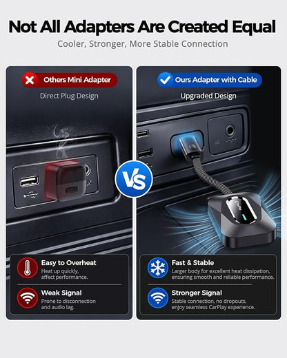 Wireless CarPlay Adapter, 2-in-1 Wired to Wireless Dongle J1 for Apple CarPlay & Android Auto, Seamless Auto-Reconnect, No Delay, Stable Signal for Maps & Calls, Latest 2026 Upgraded Version
