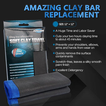 Clay Bar Towel, AutoCare Fine Grade Microfiber Clay Towel Automotive Detailing Towel for Car Detailing, Creative Gift-Blue, 1 Pack