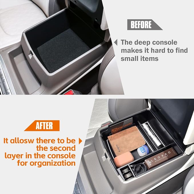 TACORBO Center Console Tray Compatible with Kia Carnival 2026 2025 2024 2023 2022 Accessories Insert Tray, KA4 MPV Armrest Secondary Storage Box, White Trim