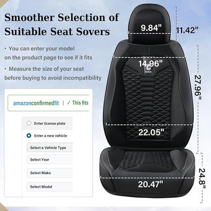 Coverado Car Seat Covers Full Set, 5 Seats Universal Seat Covers for Cars, Breathable Fabric& Faux Leather Auto Seat Cushions, Front and Rear Seat Protectors Fit for Most Sedans SUV Truck, Black