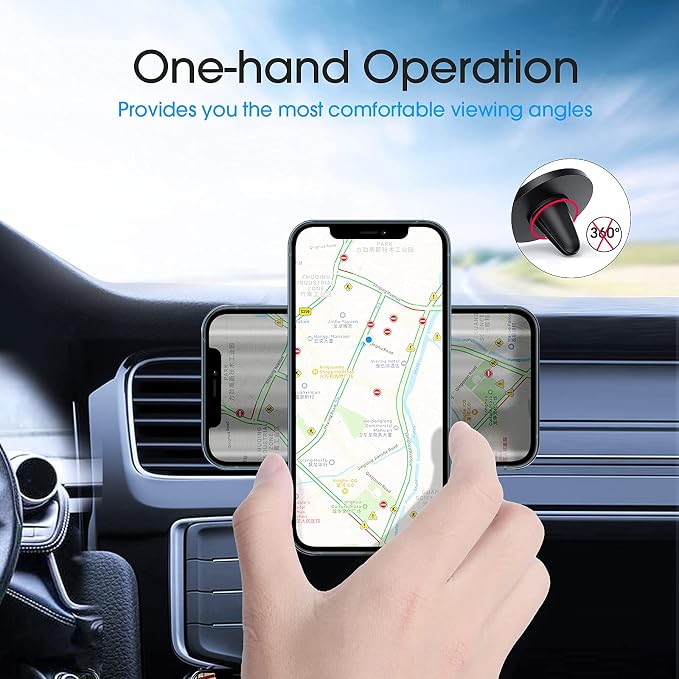 TechMatte MagGrip Car Vent Mount, Magnetic Air Vent Smartphone Holder for iPhone 17 16 15 14 13 12 Series