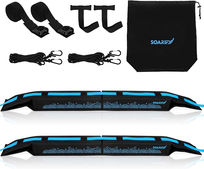 Universal Car Soft Roof Rack，Roof Pads Luggage Carrier for Kayak, Surfboard SUP, Canoe Include Storage Bag, 2 Quick Loop Strap, 2 Tie Down Rope, and 2 Heavy Duty Tie Down Straps
