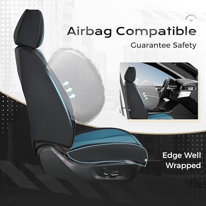 Coverado Car Seat Covers Full Set, Car Seat Protector Waterproof, Nappa Leather Car Seat Cushion, Seat Covers for Cars, Front Seats and Back Universal Fit for Most Cars
