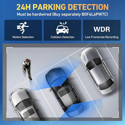 Dash Cam Front and Rear, 4K + 1080P Dual Camera for Cars 64GB | Built-in GPS, 5.8GHz WiFi, 3.2" IPS Screen, 24H Parking Mode