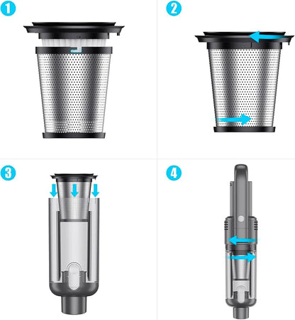 Handheld Car Vacuum Cleaner Cordless: 9500PA Powerful Suction Portable Lightweight Hand Held Vacuum - Large Capacity Battery Last Long Wireless Mini Vacuum With LED Light For Home Office Cleaning