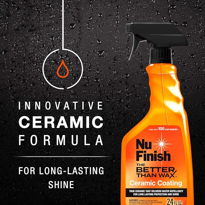 Coat Protector Kit by Nu Finish, 4 Piece Car Protector Set Protects and Restores Car Shine, Includes Ceramic Coating, Rapid Shine, and 2 Microfiber Towels