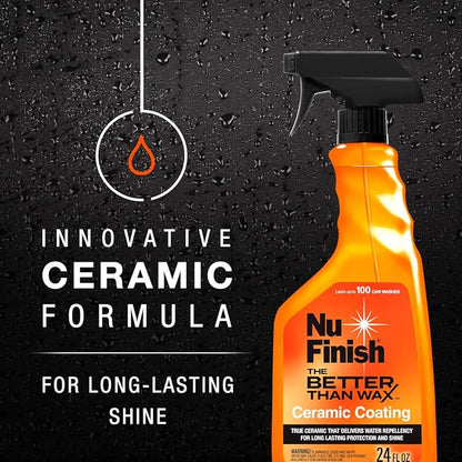 Coat Protector Kit by Nu Finish, 4 Piece Car Protector Set Protects and Restores Car Shine, Includes Ceramic Coating, Rapid Shine, and 2 Microfiber Towels