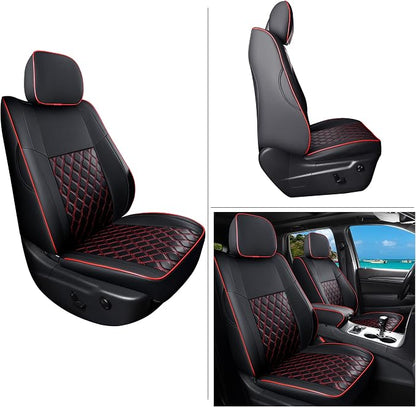 Huidasource Upgrade Grand Cherokee Seat Covers, Full Coverage Waterproof Leather Car Seat Covers, Custom Seat Cushion Protector Fit for Jeep Grand Cherokee 2011-2021 (Full Set/Black&Red)