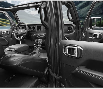 21PCS Full Set Interior Trim Kit for 2018-2023 Jeep Wrangler JL JLU,Side Outlet Door Handle Bowl Roof Reading Light Cover Trim (Carbon Fiber)