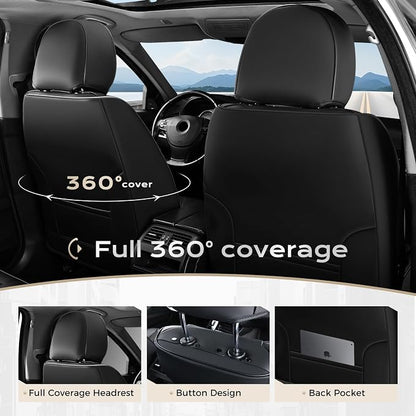Coverado Car Seat Covers, Front Covers for Cars, Car Seat Cover Front Seats, Automotive Seat Cover, Waterproof, Leather Car Seat Cushion, Universal Interior Covers Seat Protectors for Most Cars
