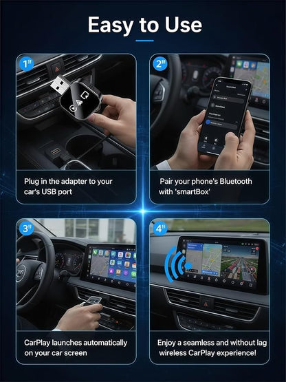 Screen Mirroring Adapter for Car Carplay 2026 Upgraded for iPhone& Android Auto,5.8g WiFi No-Lag Dongle,Wired to Wireless Converter with 4k Streaming,Fits 98% Cars (USB-A/C)