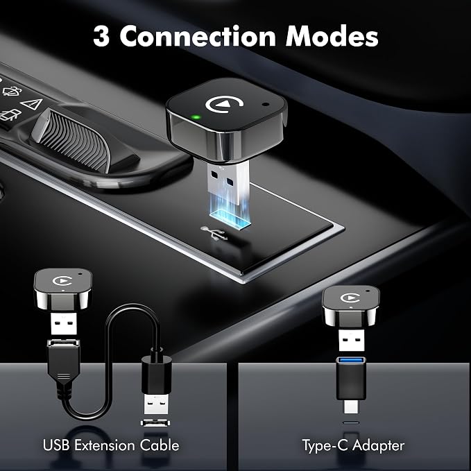2026 Upgraded 2-in-1 Wireless CarPlay Adapter for iPhone & Android Auto, Plug and Play, Convert Wired to Wireless, Fast Auto-Connect & No Latency, USB-A/USB-C for 98% Factory Wired Cars