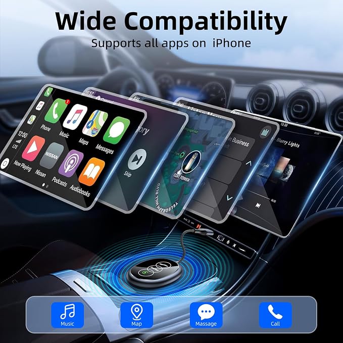 Wireless Carplay Adapter for iPhone Apple, 2026 Mini CarPlay Dongle, Plug & Play, No Delay, Convert Wired to Wireless Bluetooth Apple Carplay, with USB&USB-C, for iOS 10+ and 2016+ Cars,Silver
