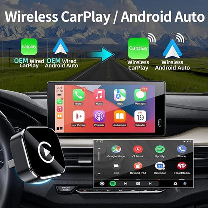 TKMARS Wireless CarPlay Adapter for iPhone & Android Auto Adapter, Convert Wired to Wireless, Plug & Play, Auto Connect, USB Port Easy Use for Cars from 2016+