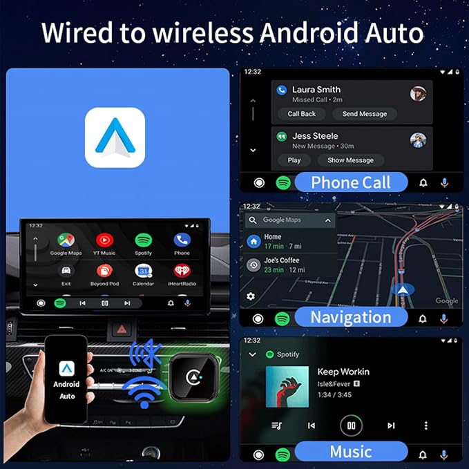 Car Wireless CarPlay Adapter for iPhone Mini Plug and Play for with Factory Wired Apple CarPlay, Fast & Stable Connection, Wide Vehicle Compatibility USB & USB C Android Auto