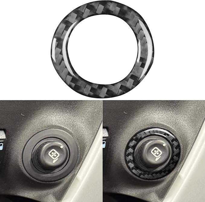 Premium Carbon Fiber Compatible with Ford Edge 2011-2014 2012 2013 SEL/Limited/SE/Sport Accessories Car Rear View Mirror Control Trim Circle Cover Interior Trim Sticker Decal Black 1PC