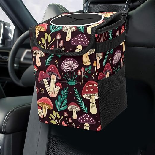 Car Trash Can – Multi-Purpose, Lightweight and Portable with Durable Water-Resistant Coating, No Installation Required, Practical and Ample Capacity, Variety of Colors.Mushroom