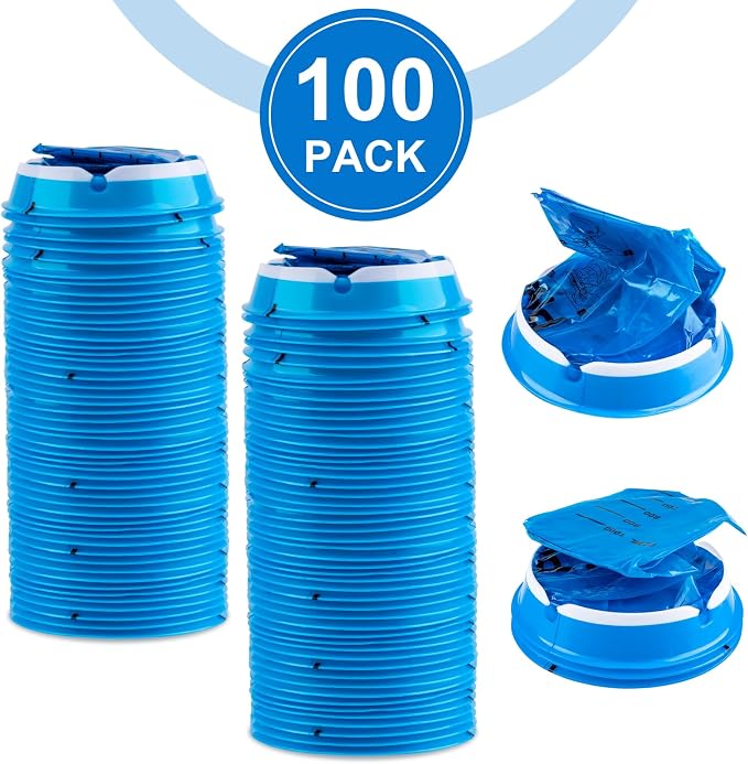 PHSZZ 100 Pack Vomit Bags Disposable, Leak Resistant Barf Bags, Portable Blue Vomit Bag, 1000 Ml Emesis Puke Throw Up Nausea Motion Sickness Bag for Car, Aircraft, Taxi
