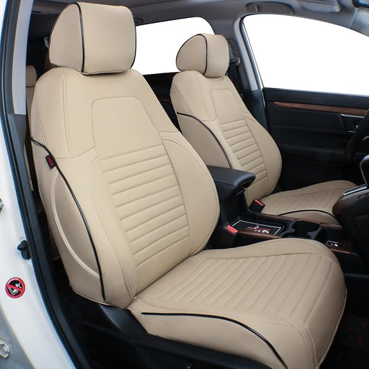 EKR CRV Car Seat Covers Custom Fit for Honda CRV 2012 2013 2014 LX,Leather Truck Seat Cover for SUV Full Set,Waterproof Car Seat Cushion, Faux Leather (Beige)