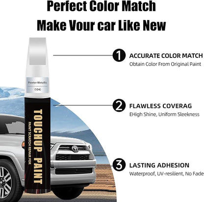 Pewter Metallic(1D4) Car Paint Touch Up Pen Compatible with Toyota, 2-In-1 Color Accurate Touch Up Car Scratch Repair Paint Exact Match Toyota Series Automotive Scratch Remover for Nicks&Chips Repair