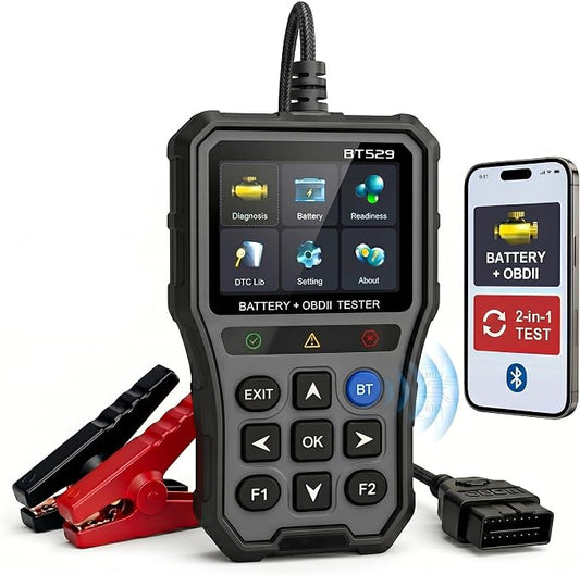 NOVEINN Bluetooth OBD2 Scanner, 2-in-1 Check Engine Code Reader & 12V Car Battery Tester, Diagnostic Scan Tool with EVAP Test, Performance & Trip Analysis, for 1996+ Cars & Trucks