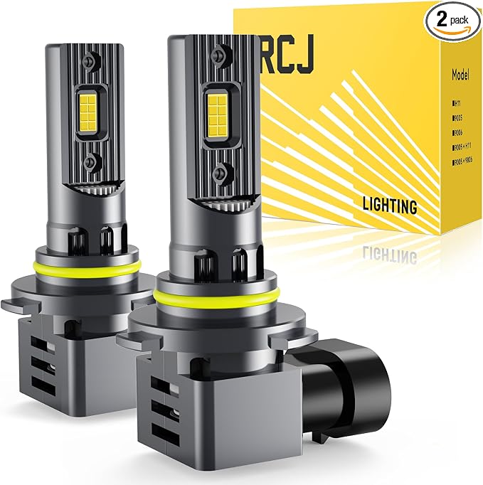 RCJ 9006 LED Bulb, HB4 Bulbs 100W 30000LM Super Bright Bulb with Cooling Fan, 6000K Cool White Fog Lights, Plug and Play, Pack of 2