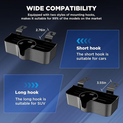 Car Headrest Backseat Organizer with Cup Holder,3 in 1 Backseat Cup Holder, Storage Box Organizer & Hooks for Car, for Hold Phone,Snacks, Drinks, Handbag, Compatible with Most Vehicles Black 1pcs (1)
