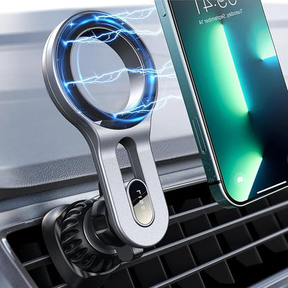 LISEN for MagSafe Car Mount, 2026 Magnetic Phone Holders for Car Air Vent Phone Mount [Ultra-Magnetic] Hands Free Cell Phone Holder Car Accessories for Men Women fit iPhone 17 16 15 14 13 Pro-Silver
