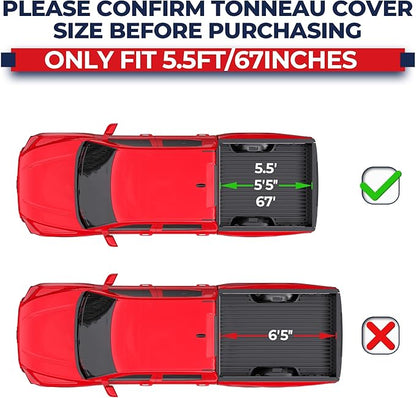 MOSTPLUS 5.5FT Roll-Up Soft Vinyl Truck Bed Tonneau Cover Compatible for Ford F150 F-150 2009-2025 2026 Short Bed On Top (67Inch)