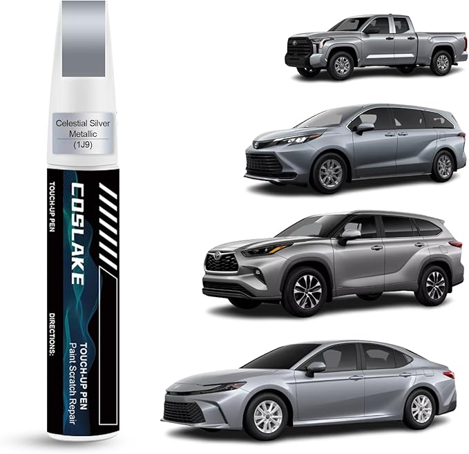 Car Touch Up Paint(Celestial Silver Metallic(1J9(Include 2PT))) for Toyota, Car Paint Scratch Repair Kit, Quick & Easy Solution to Repair, 2 in 1 Scratch Remover Pen with Color-Matched