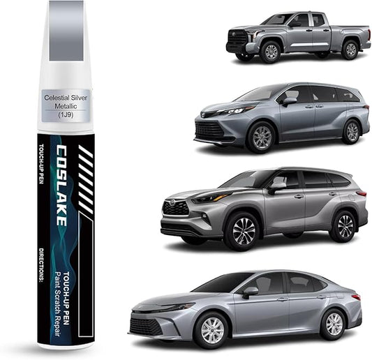 Car Touch Up Paint(Celestial Silver Metallic(1J9(Include 2PT))) for Toyota, Car Paint Scratch Repair Kit, Quick & Easy Solution to Repair, 2 in 1 Scratch Remover Pen with Color-Matched