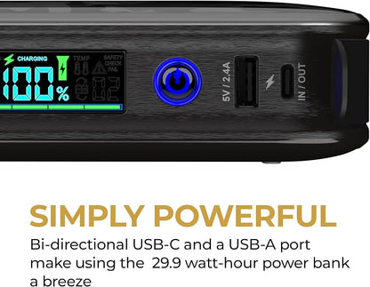 Halo Bolt PaL 1000 Portable Car Jump Starter | USB-A & USB-C Charger Ports, Digital Display, Powers Multiple Devices, Detachable Power Bank & Emergency Flashlight, Jumps Cars SUVs & Trucks — Purple