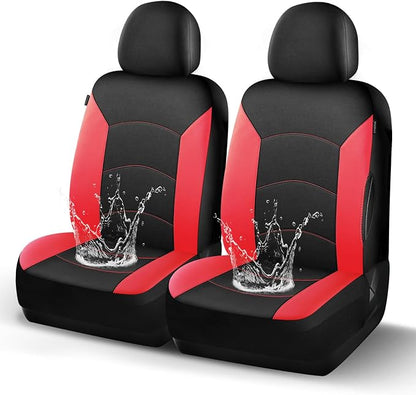HChengkikz Car Seat Covers Front Seat, Waterproof Neoprene Seat Covers, Airbag Compatible, Universal Fit Most Sedans, SUVs, Trucks(Black + Red)