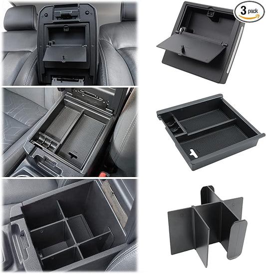 JKCOVER 3PCS Center Console Organzier Compatible with Toyota Tacoma 2016-2023 Accessories Tray Hidden Box Divider ABS Material Insert