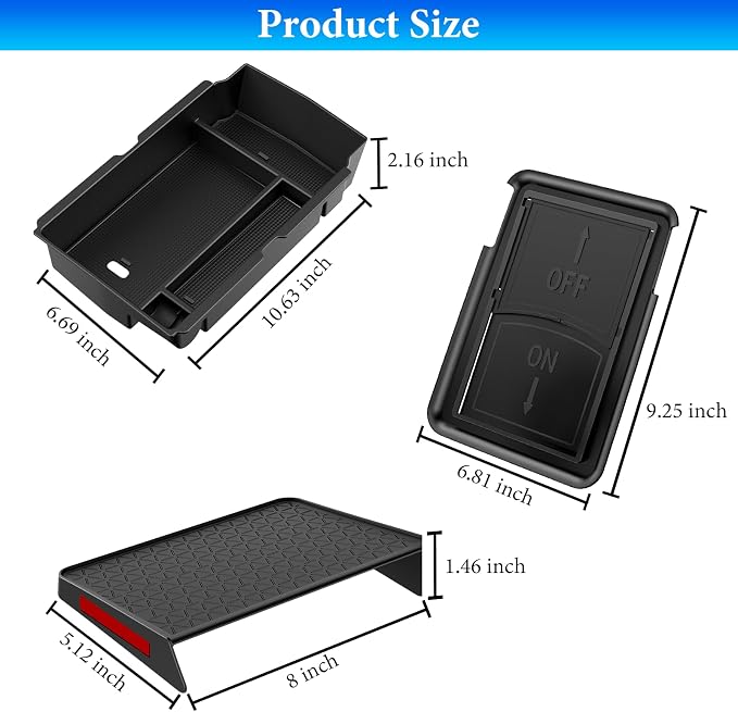 YPHUIKI 3PCS Center Console Organizer Compatible with Honda CRV 2023 2024 2025 2026 Accessories CR-V Hybrid Armrest Organizer Tray Hidden Storage Box ABS Material