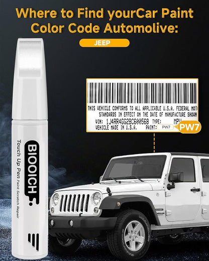 Touch Up Paint Pen Exact Color Match Car Chip and Scratch Repair (for Jeep, Bright White(PW7/GW7))