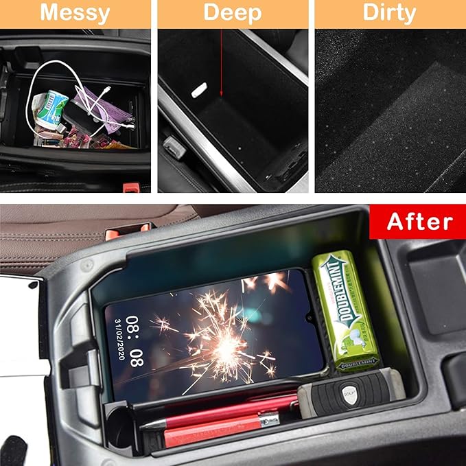 TTCR-II Center Console Organizer Tray for BMW X3 2018-2024 and X4 2019-2025 2026, for X3 G01 Console Organizer 2018-2024, for X4 G02 Center Armrest Storage Box 2019-2025 2026