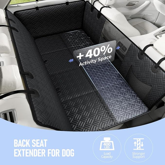 PROZAR Dog Car Seat Cover for Back Seat, Hard Bottom Back Seat Extender, Pet Cover for Dogs - Supports 400lbs, Back Seat Pet Cover, Dog Hammock for Full-Size Trucks/SUVs, 60in -Black