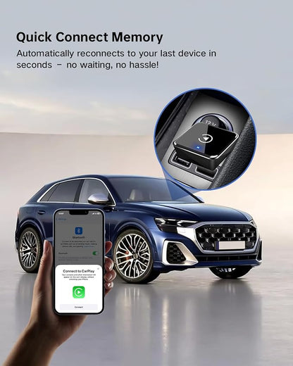 Wireless CarPlay Adapter for iPhone(2025 Upgraded) – Convert Factory Wired to Wireless, Dual-Band 5.8GHz/2.4GHz Wi-Fi, Plug & Play for iOS 10+, No Delay, Auto-Reconnect