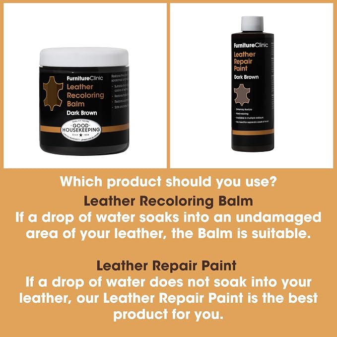 Furniture Clinic - Medium Brown Leather Dye for Furniture, Couches & Car Seats - Restore Scratched, Faded, & Damaged Surfaces