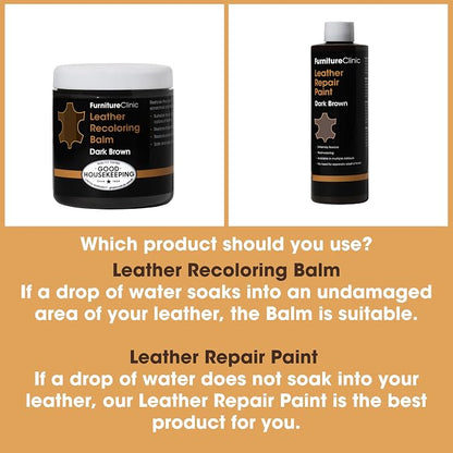 Furniture Clinic - Medium Brown Leather Dye for Furniture, Couches & Car Seats - Restore Scratched, Faded, & Damaged Surfaces