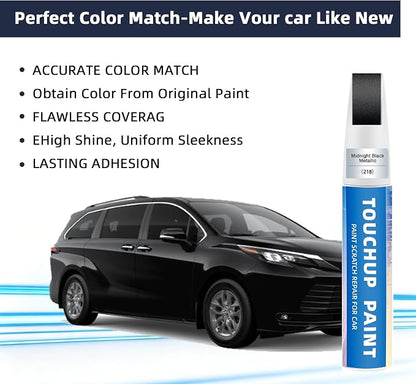 Midnight Black Metallic(218) Touch Up Paint for Toyota 2-in-1 Car Scratch Repair Pen for Rock Chips, Door Scratches & Paint Nicks Exact Color Match Quick Dry DIY Fix for RAV4 Camry Corolla