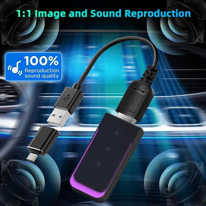 Mini Wireless Carplay Adapter for iPhone & Android, Plug and Play Low Latency Convert Wired to Wireless CarPlay Dongle for Cars with USB-A/C, Compatible with Cars from 2016 and iOS 10+/Android 11+