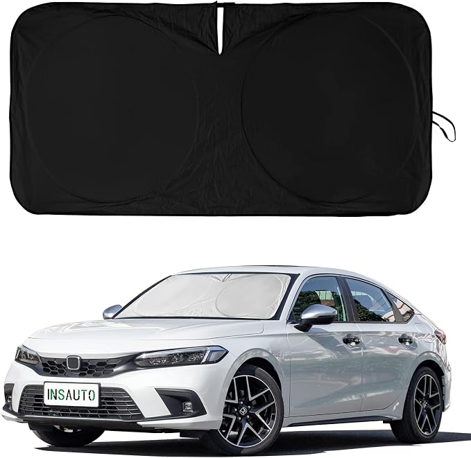 INSAUTO Windshield Sun Shades Compatible with Honda Civic Accord, Front Window Sunshade for Windshield Cover Foldable Sun Visor Protector 210T Reflective Cool Car Accessories (61" X 34.6")