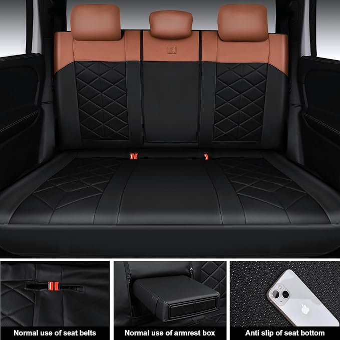 CAR PASS Memory Foam Leather Seat Covers Full Set, Breathable Perforated Nappa Leather Seat Covers Universal Fit for Cars,SUV,Truck Seat Covers Thick 3D Foam Comfortable, Airbag Compatible Black Brown